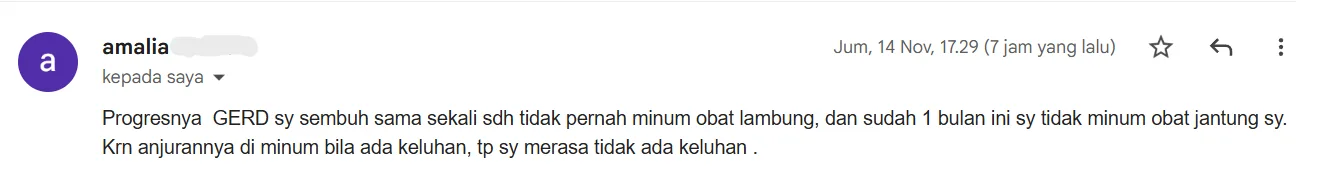 Amalia — turun 9 kg sebulan · masalah pencernaan bertahun-tahun akhirnya tuntas