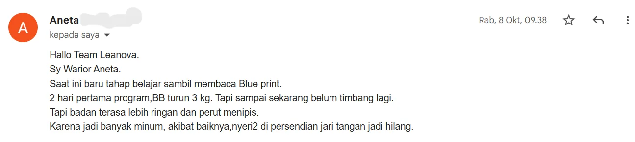 Aneta - 3 kg dalam 2 hari, badan jauh lebih ringan