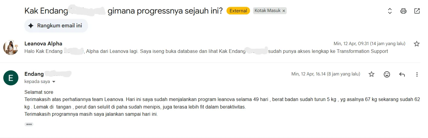 Endang - 5 kg dalam 49 hari, selulit menipis