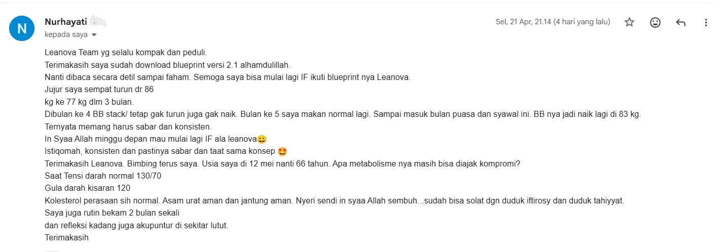Nurhayati - 9 kg, 66 thn, gerak bebas & nyaman lagi