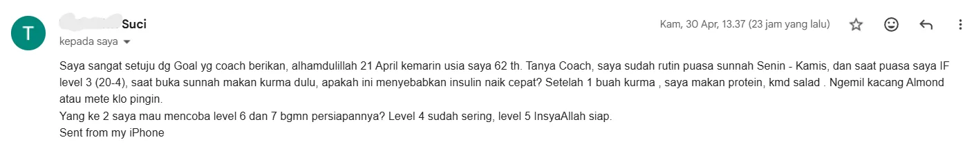 Tri Suci - 62 thn, 10 kg dalam 30 hari
